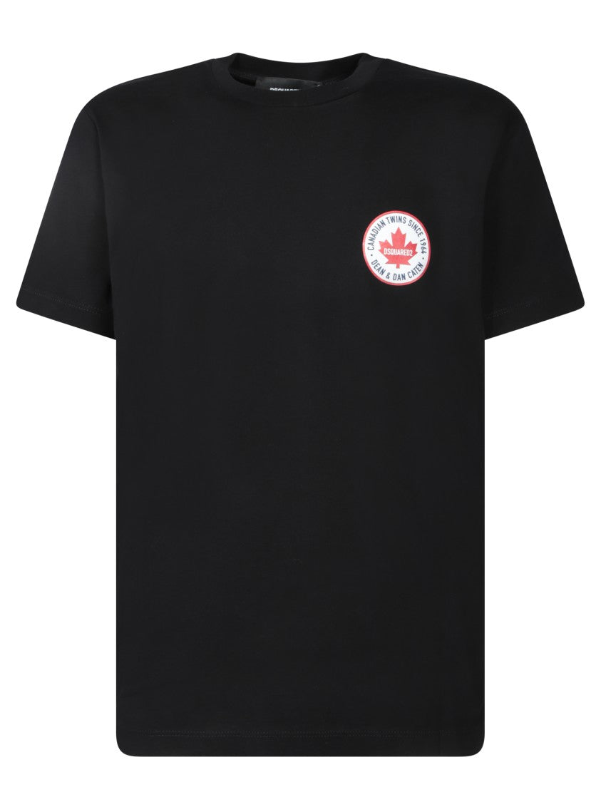 Dsquared2 Black T-Shirt With Two-Tone Circular Logo