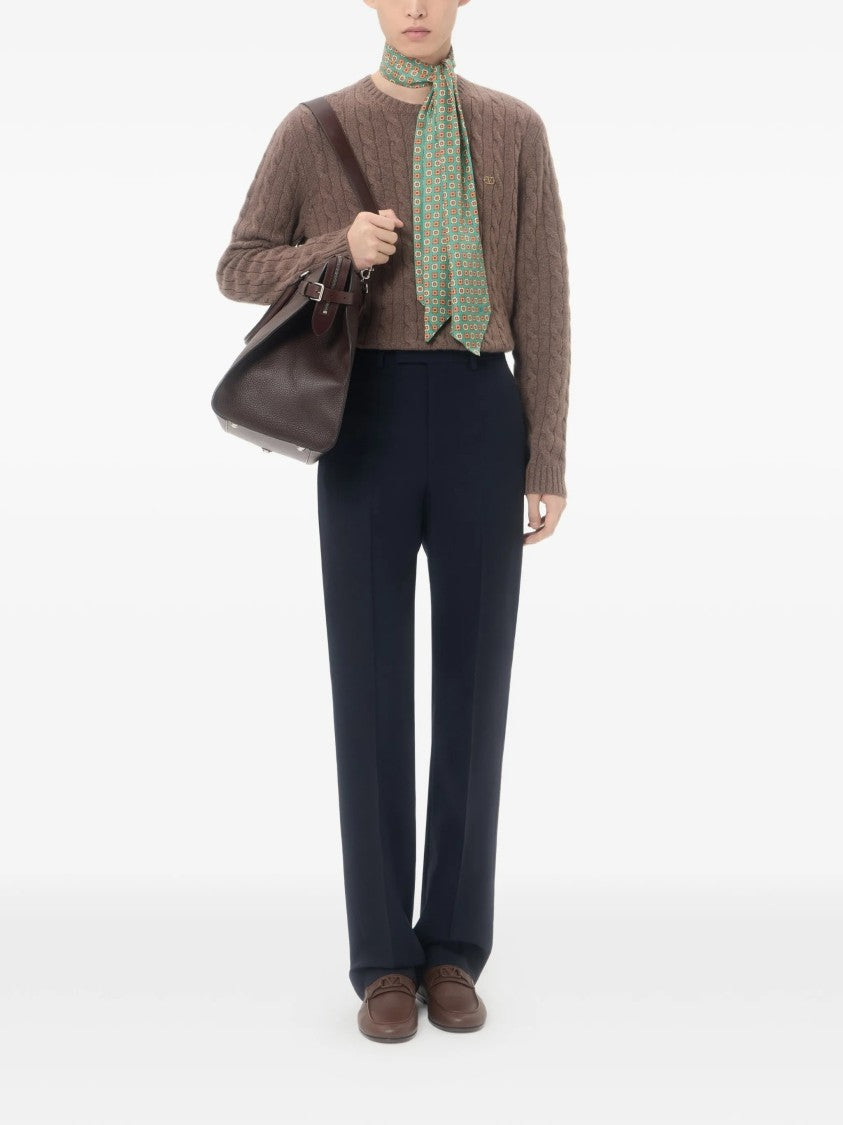 Valentino Finely Knitted Cashmere Sweater With Classic Cable Knit