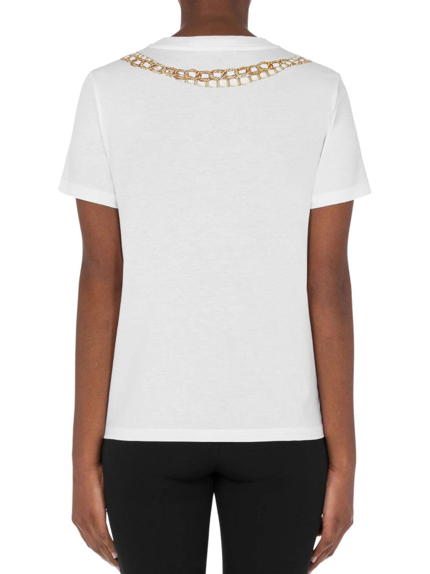 Moschino Short-Sleeve Jersey Cotton T-Shirt Tailoring Elements