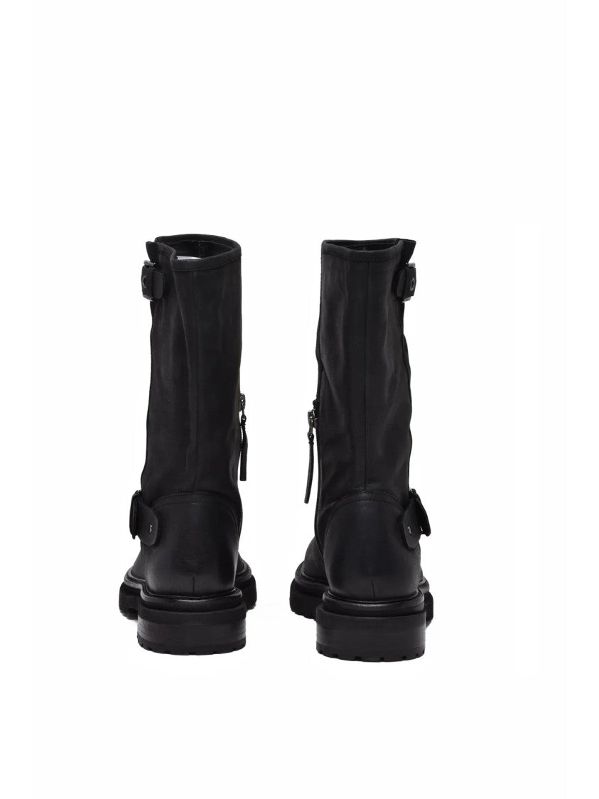 Janet & Janet Black Leather Buckle Boots