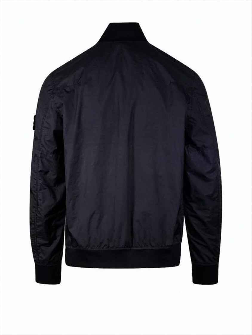 Stone Island Smooth-Finish Bomber Jacket With Ribbed Cuffs