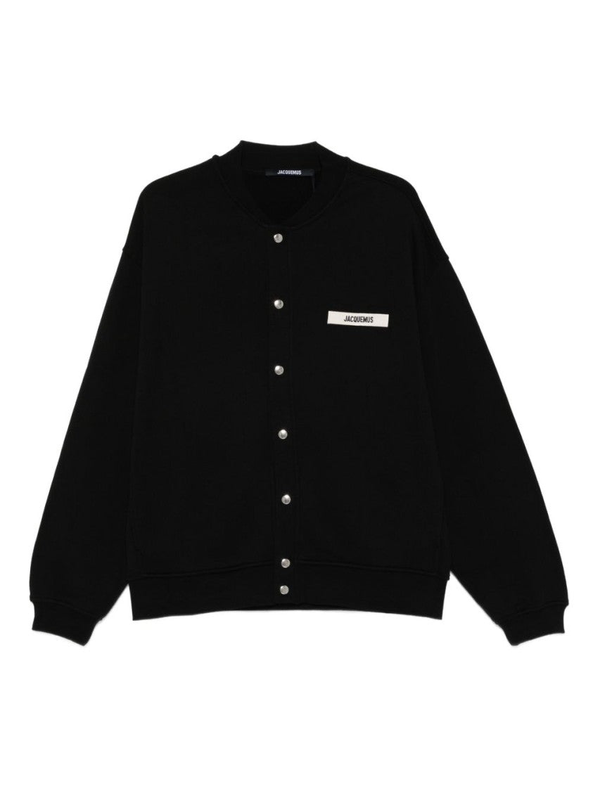 Jacquemus Button-Up Black Sweater With Ribbed Details