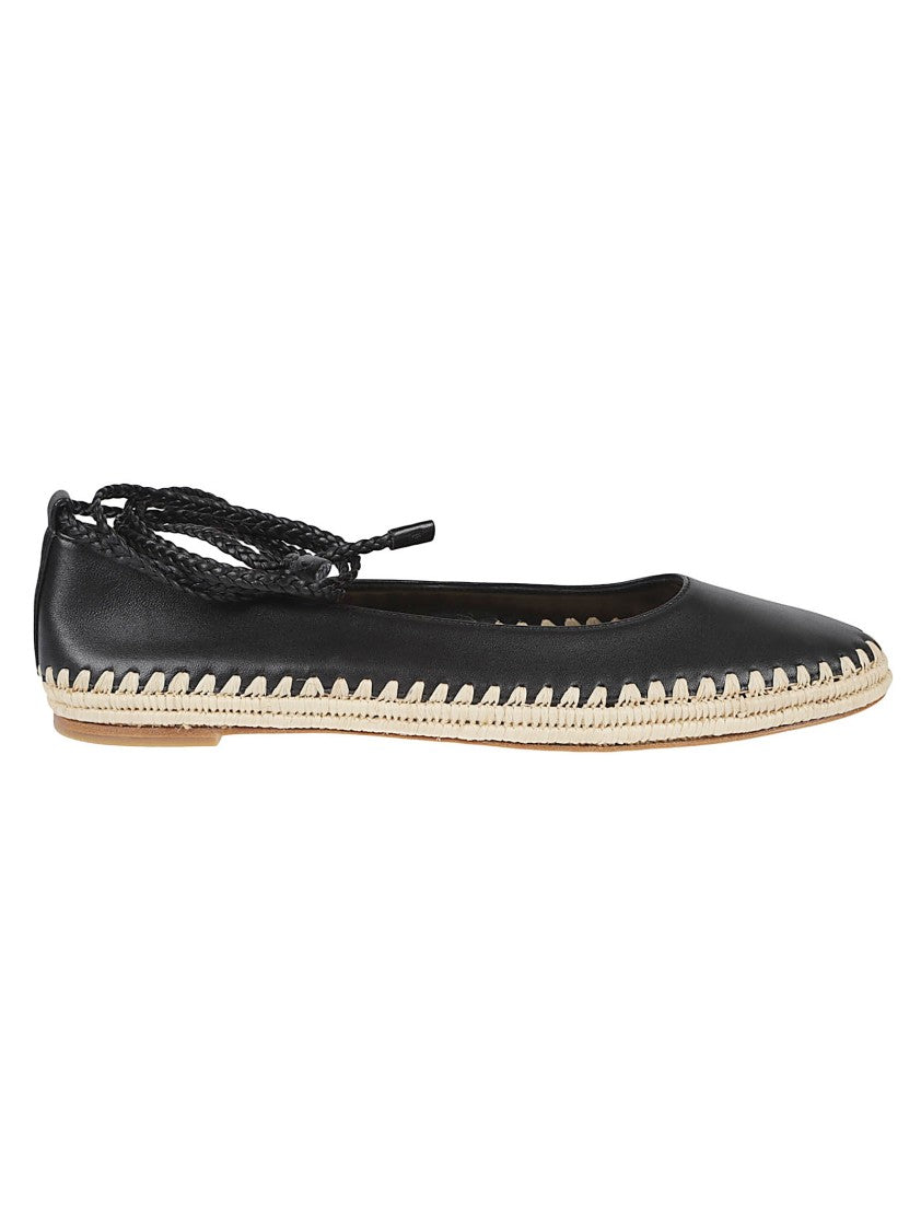 Max Mara Pointed Toe Flats With Braided Ankle Ties