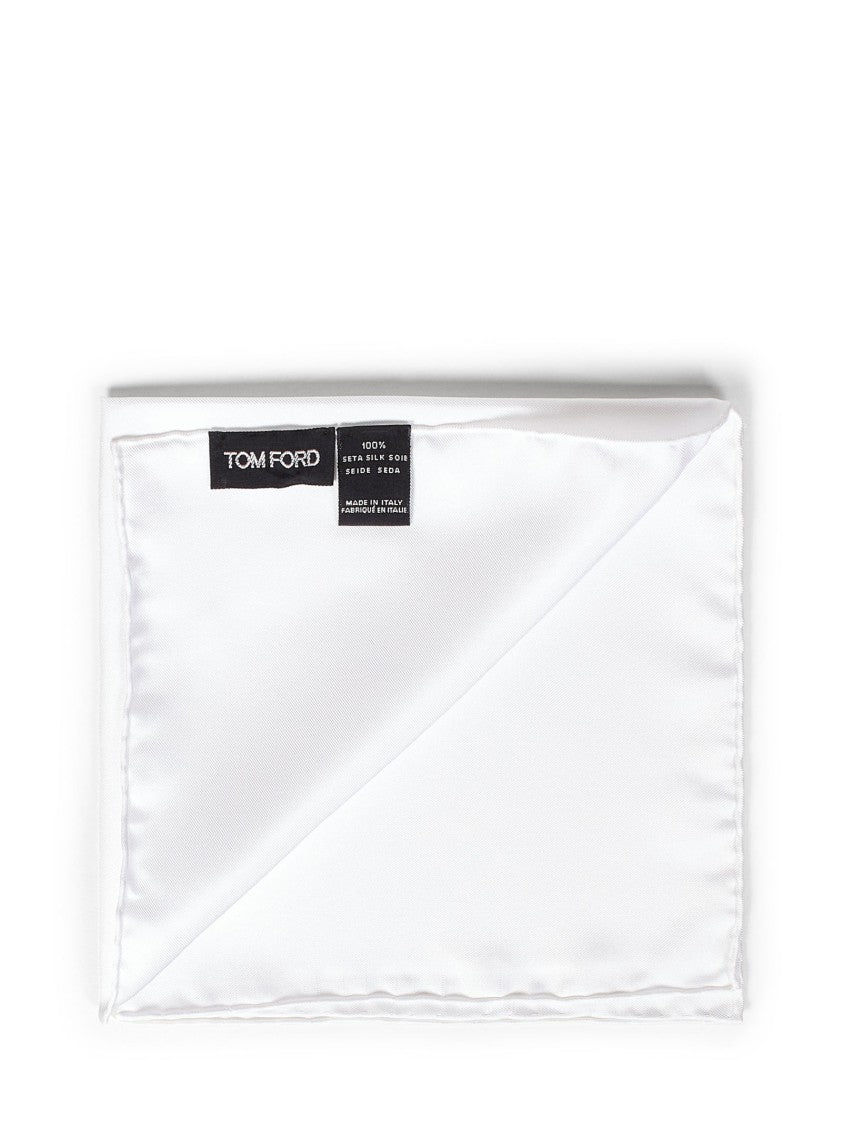 Tom Ford White Handkerchief With Polished Finish