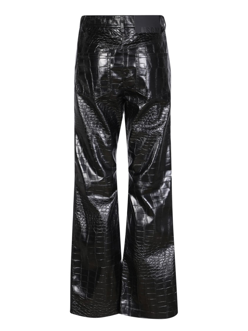 Msgm Black Croco Trousers