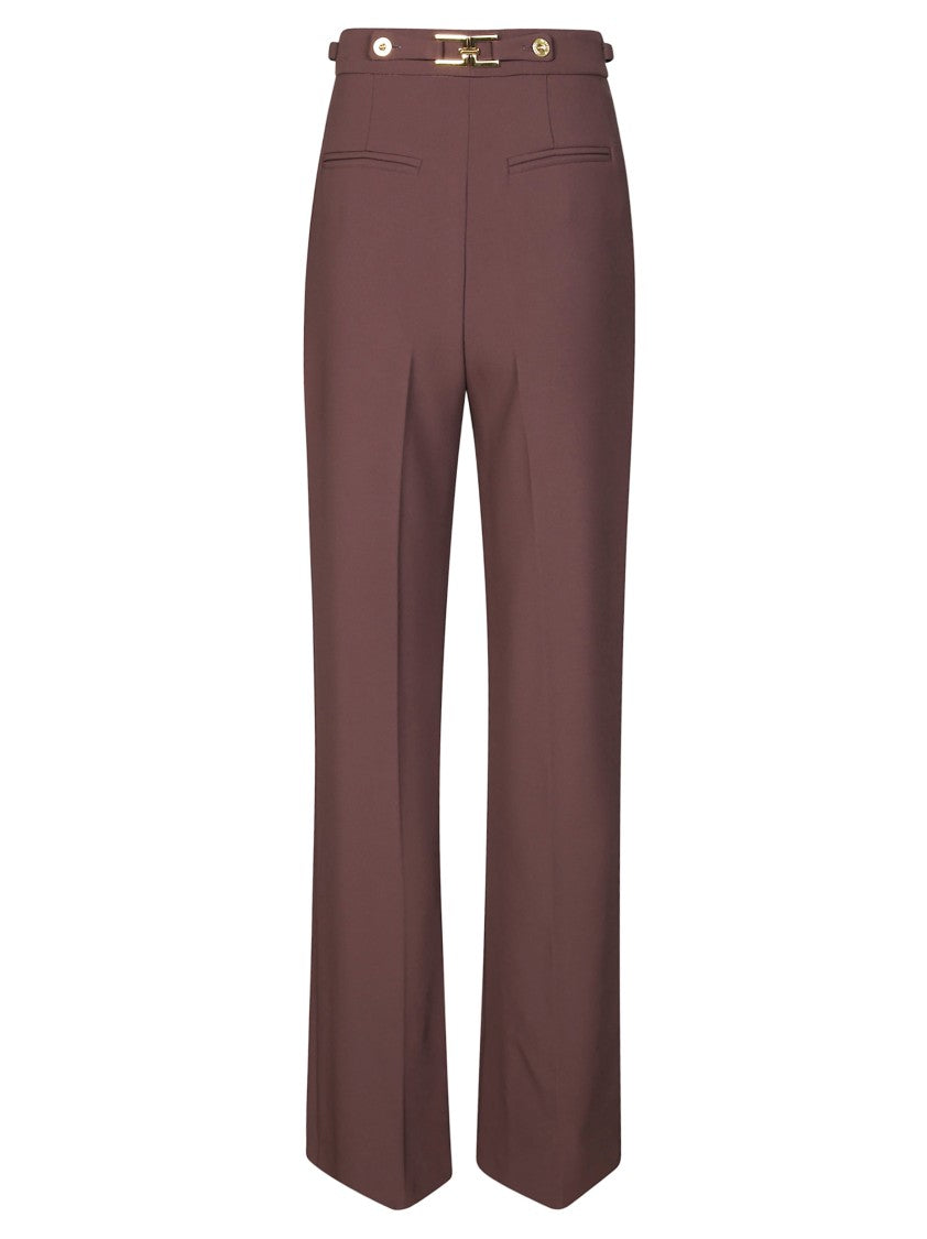 Elisabetta Franchi High-Waisted Wide-Leg Palazzo Pants With Elegant Drape