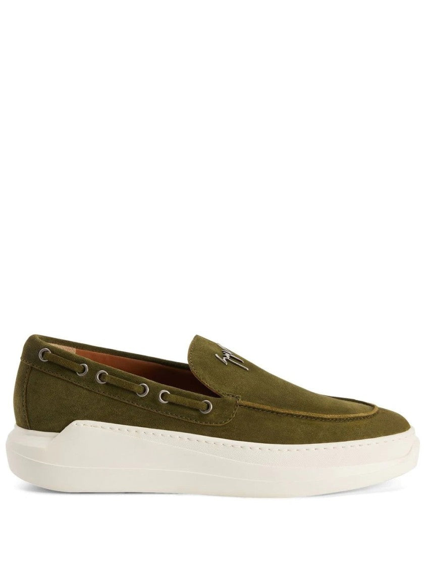 Giuseppe Zanotti Olive Green Suede Slip-On Loafers