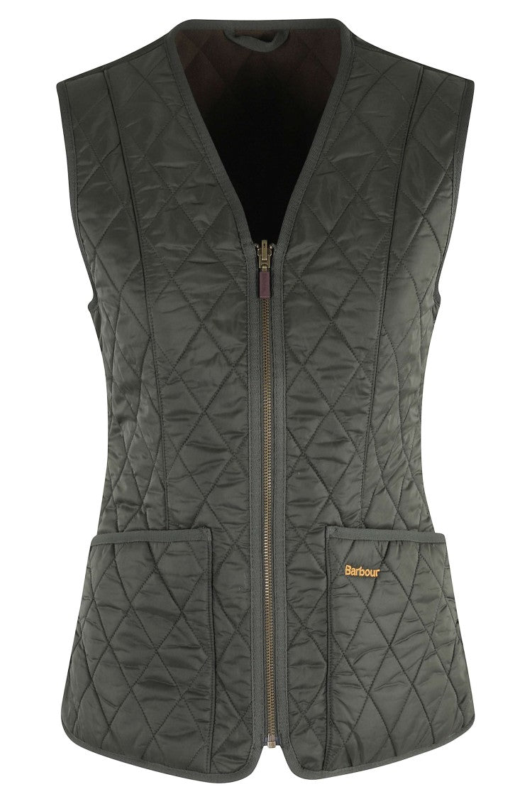 Barbour Olive Betty Fleece Quilted Zip Sleeveless Vest