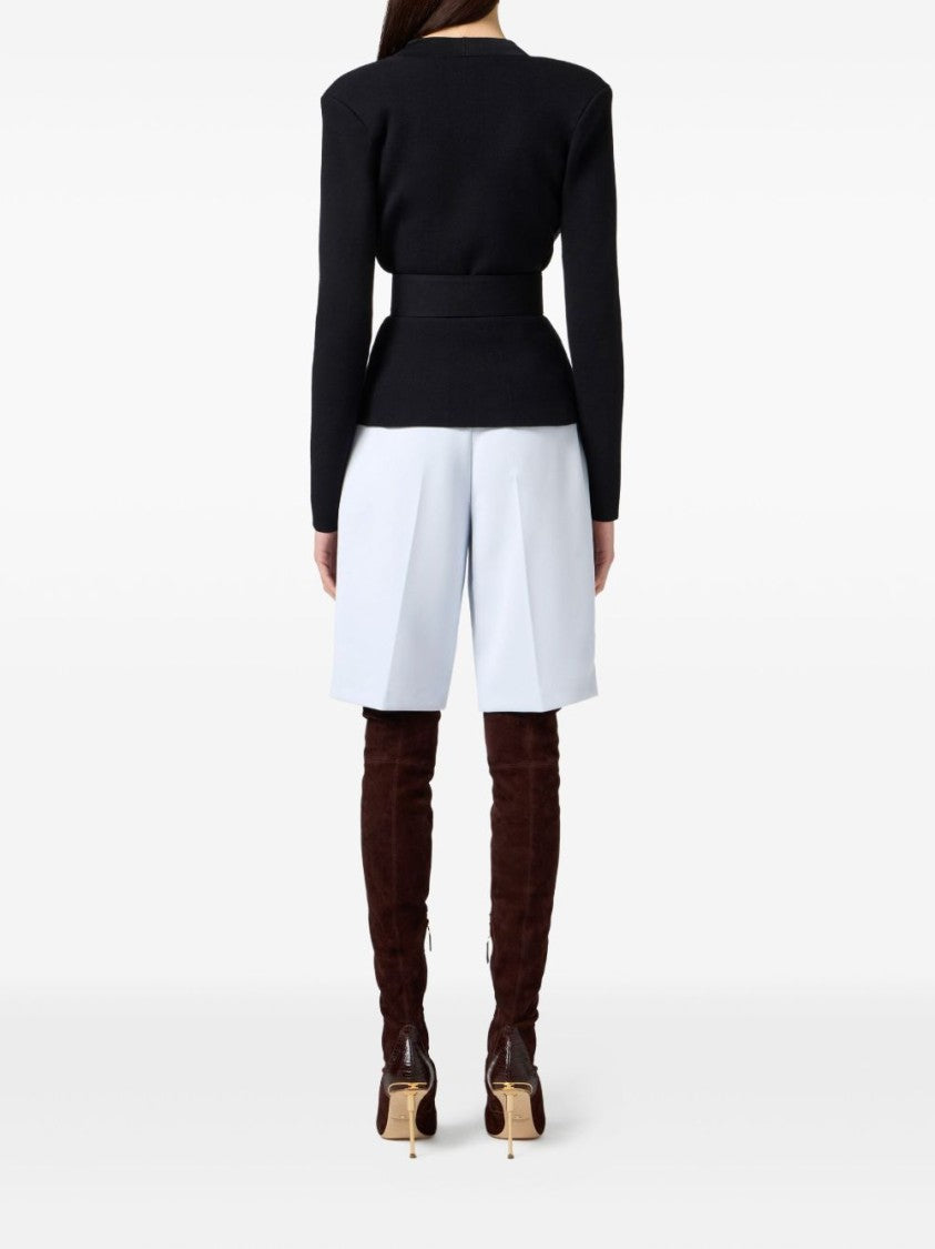 Elisabetta Franchi Classic Solid Black Sweater With Round Neckline