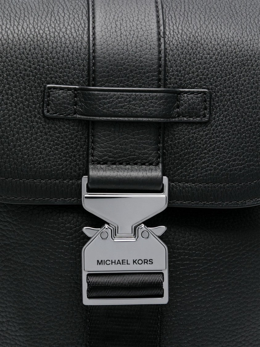 Michael Kors Textured Leather Backpack With Metallic Buckle Closure