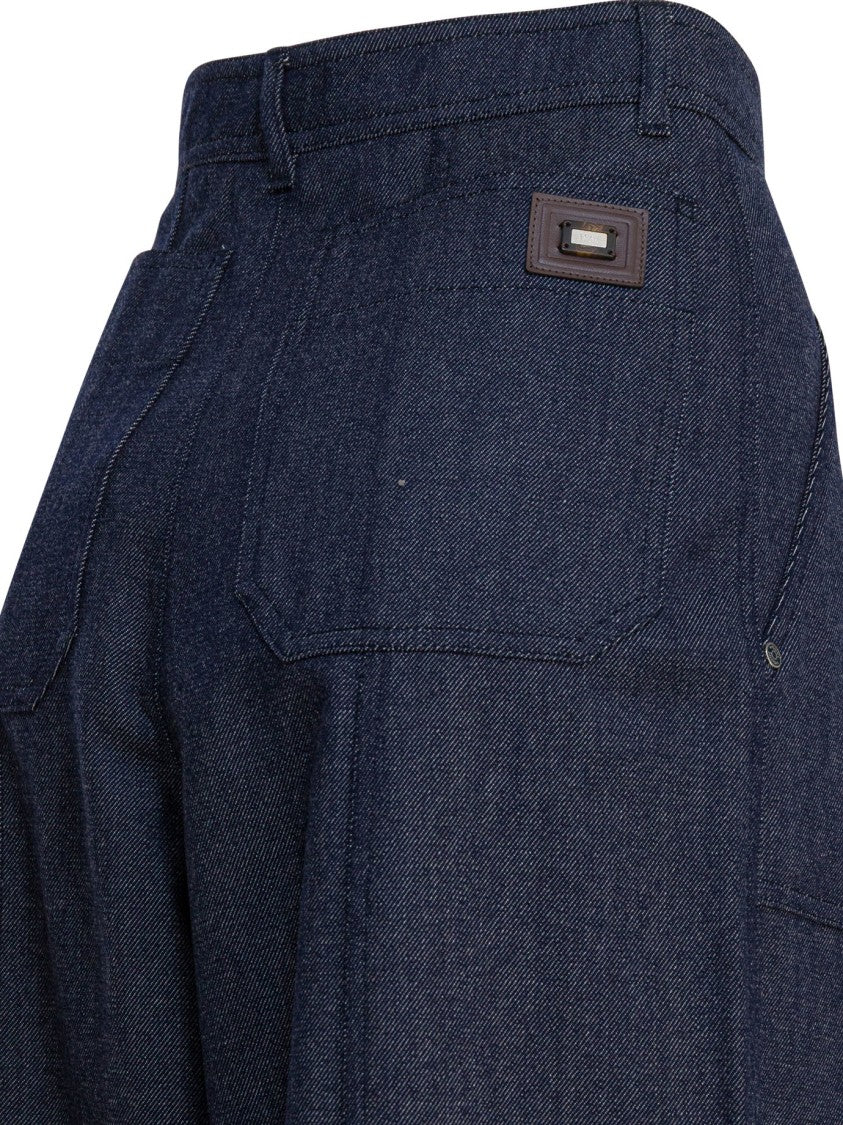 Max Mara Denim-Effect Wool Pants With High Waist