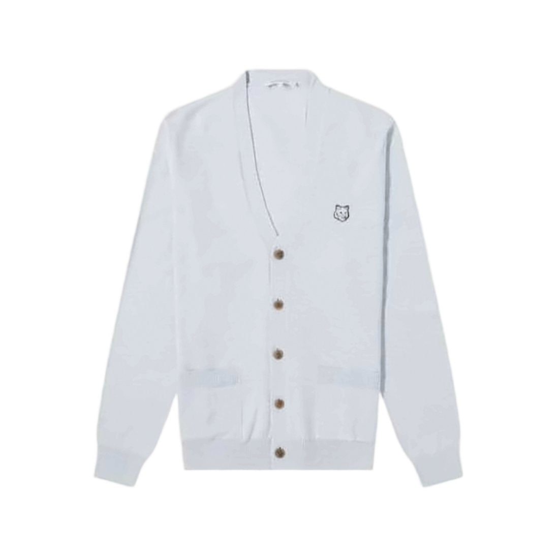 Maison Kitsuné Lightweight Wool Cardigan With V-Neck And Embroidered Detail