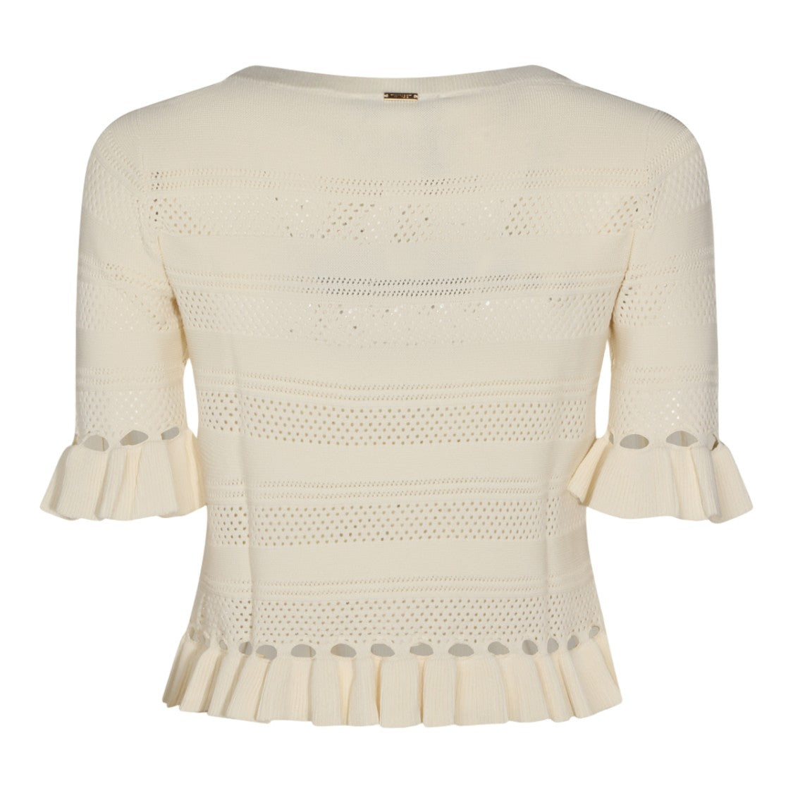 Twin-Set Round Neck Sweater With Ruffled Trim