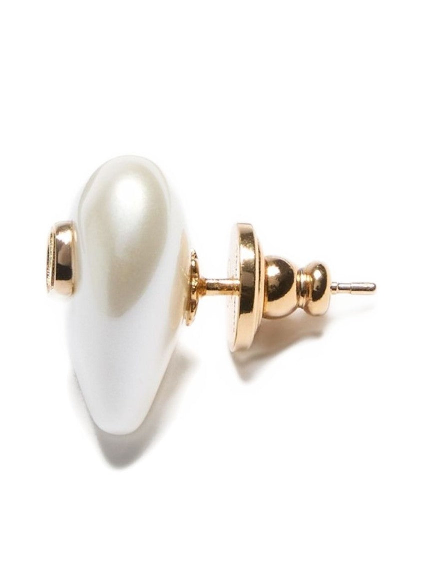 Valentino Garavani Heart-Shaped Stud Earrings With Metallic Logo Emblem