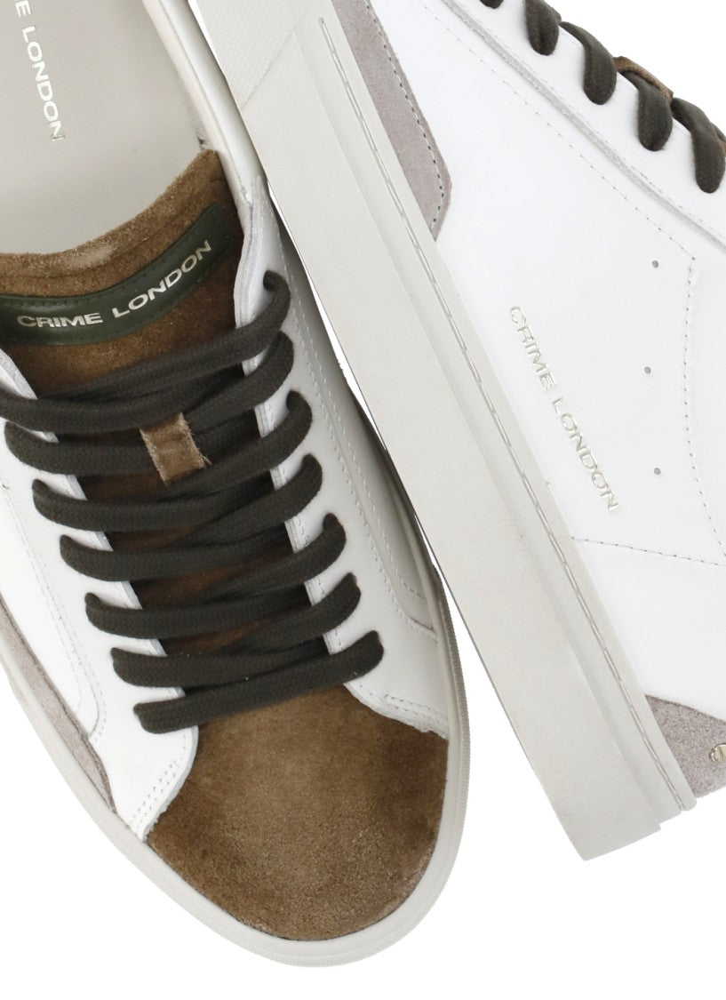 Crime London Brown Essential Suede Leather Used-Effect Low-Top Sneakers