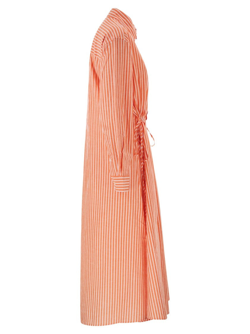 Polo Ralph Lauren Striped Linen Cotton Shirt Dress With Drawstring