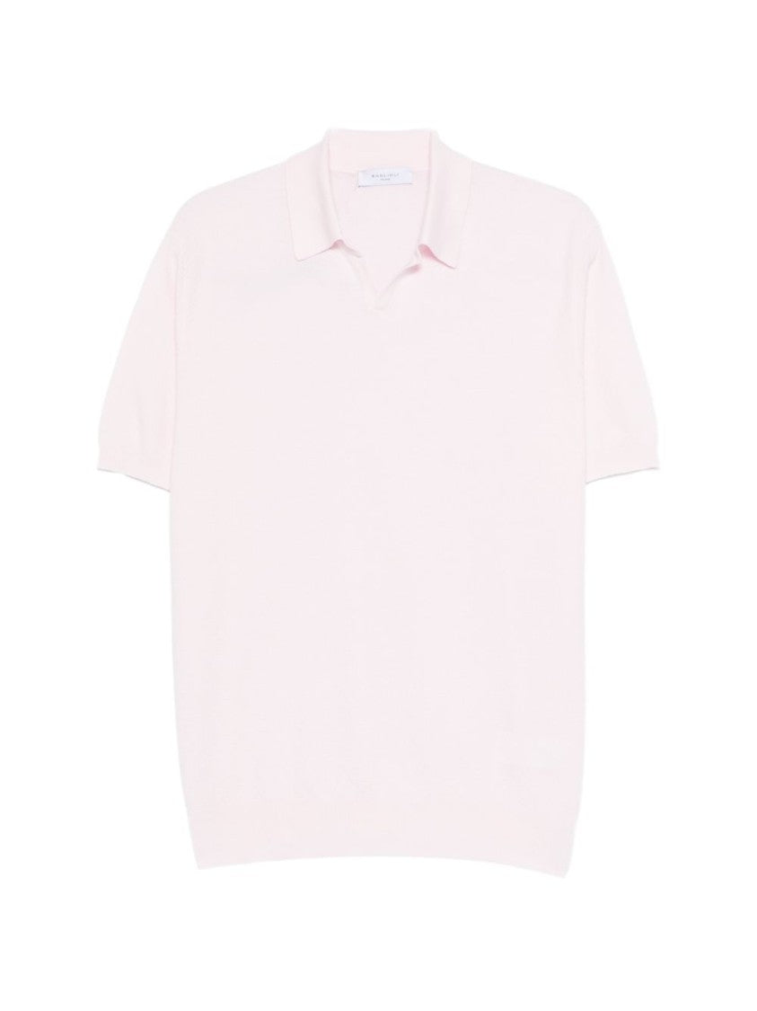 Boglioli Light Pink Cotton Ribbed Polo Shirt
