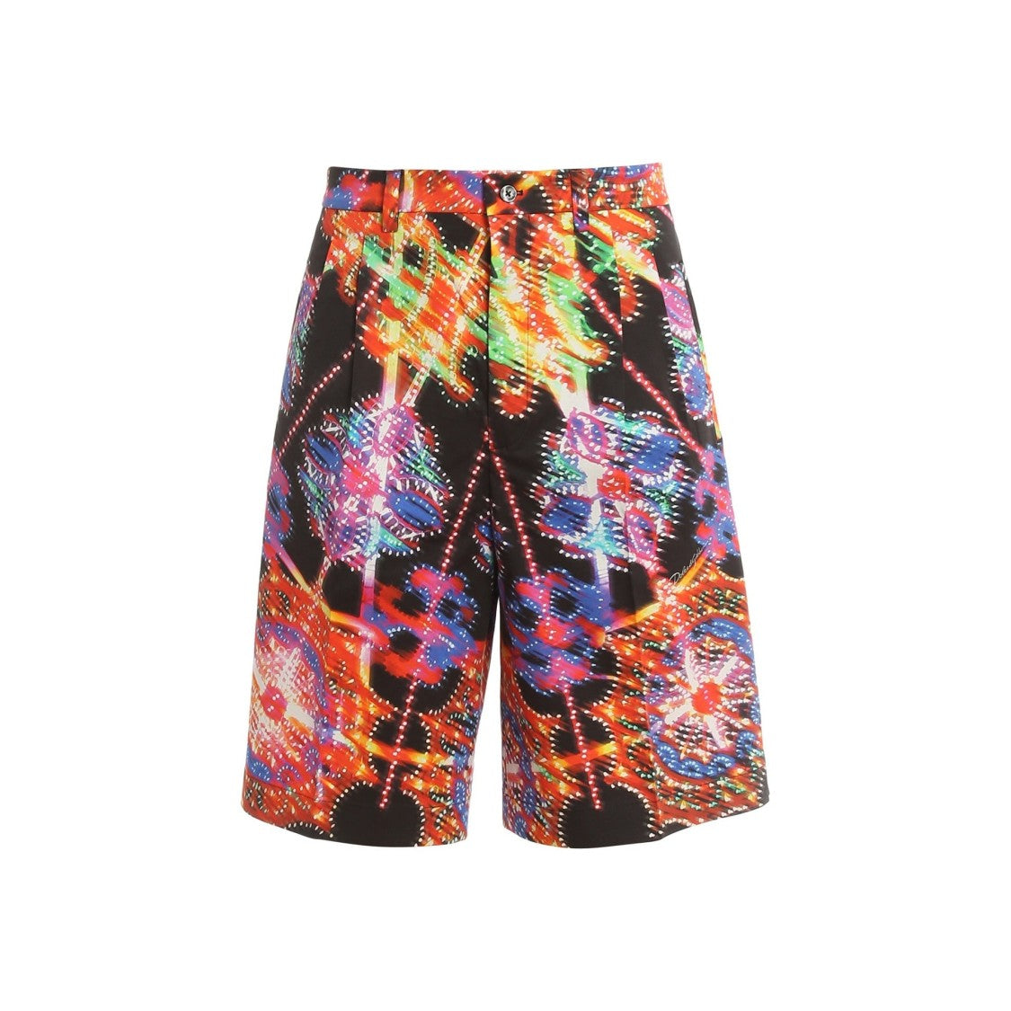 Dolce & Gabbana Knee-Length Printed Shorts With Multicolor Abstract Design