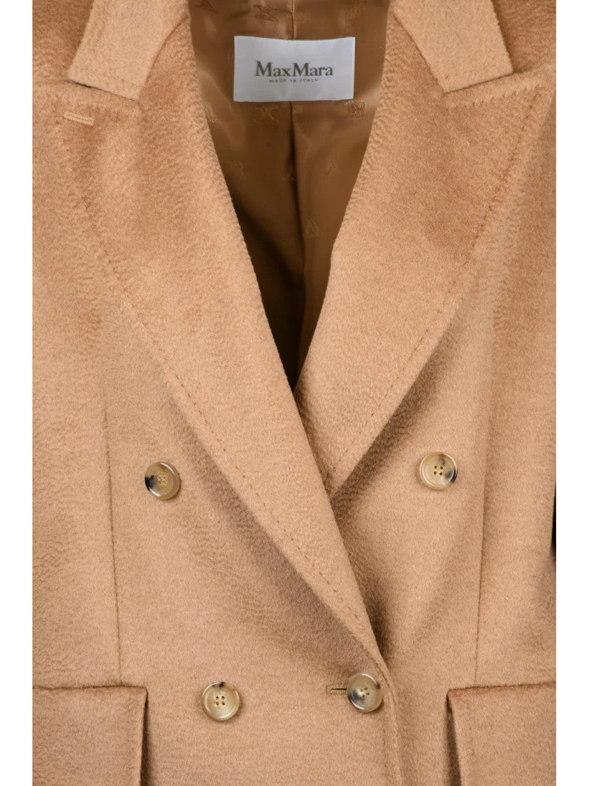 Max Mara Beige Double-Breasted Camel Hair Coat