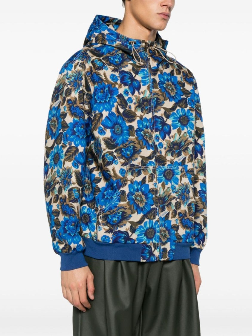 Moschino Cobalt Blue Floral Print Moschino Casual Jacket