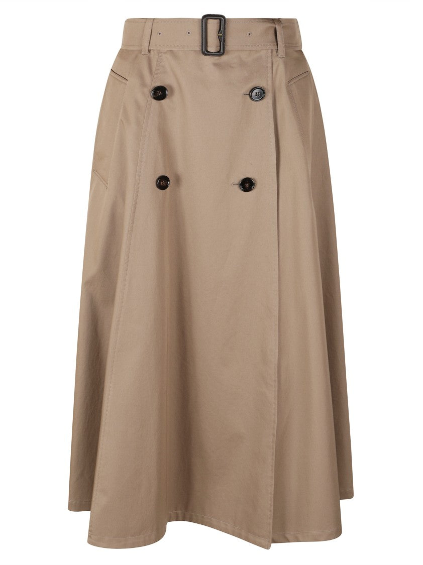 Burberry Knee-Length Trench Coat-Inspired Skirt With Belted Waist