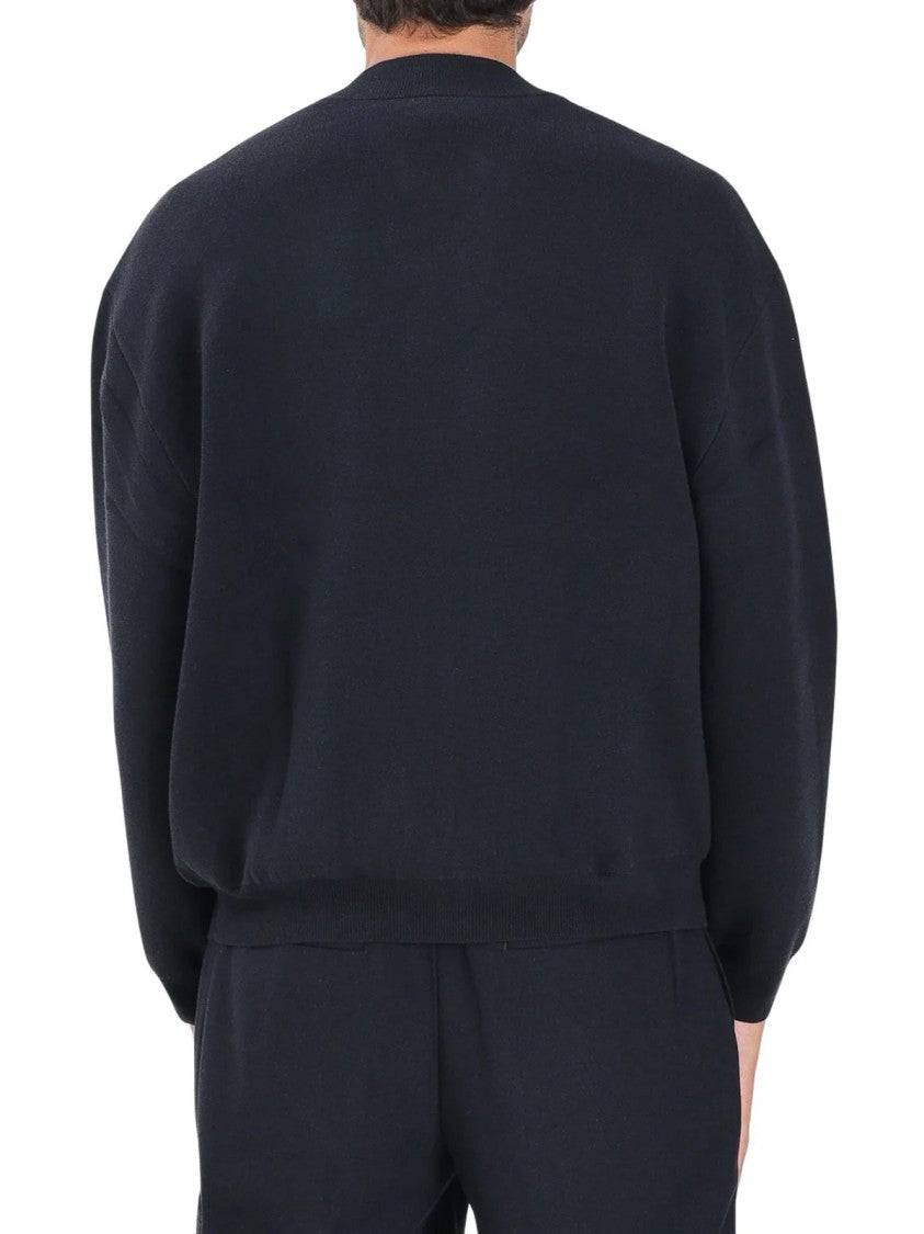 Armani Exchange Black Knit Jacket With Minimalist Design And Practical Pockets