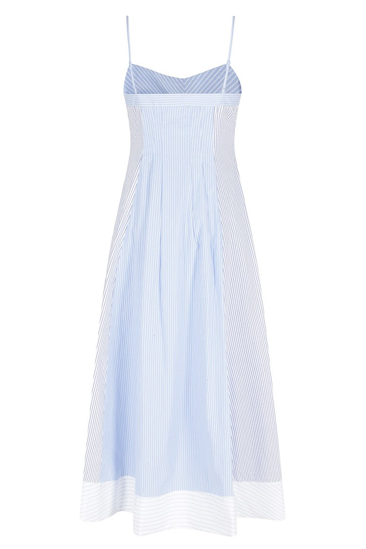 Simkhai Light Blue Chamberlain Striped Sweetheart Cotton Midi Dress