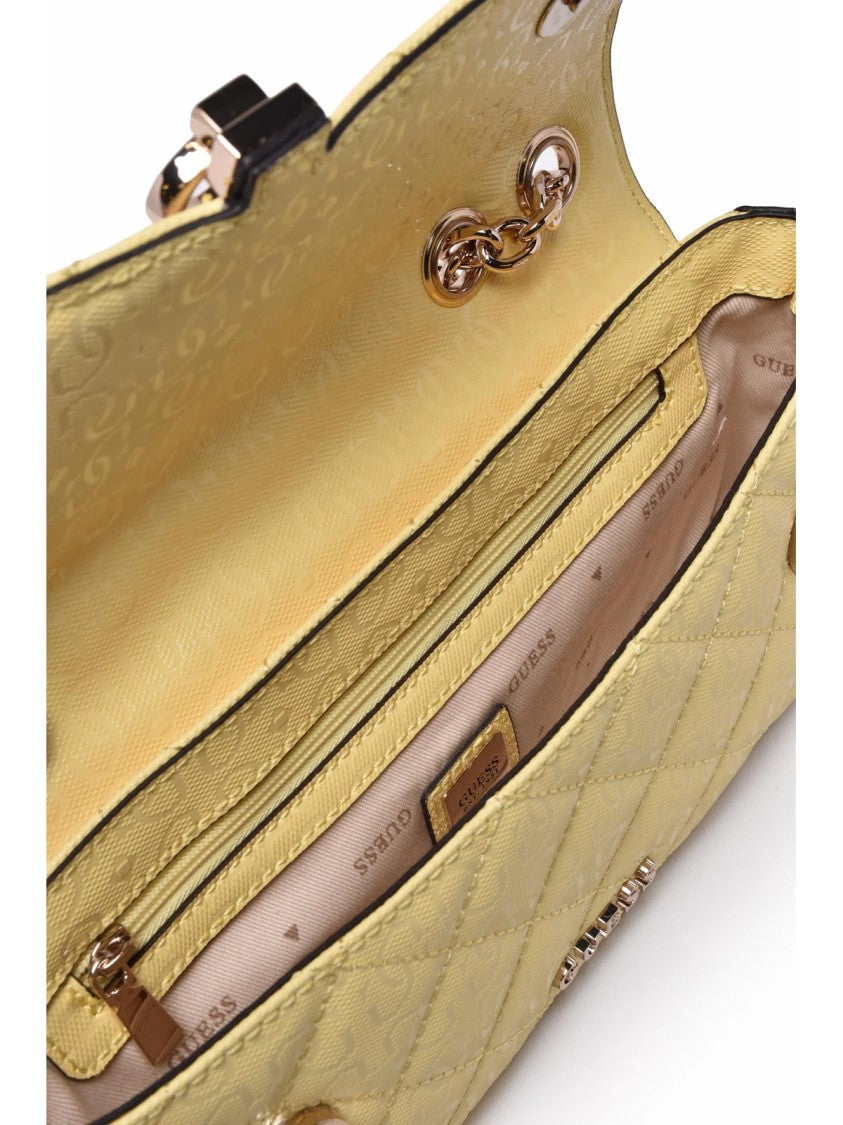 Guess Yellow Polyurethane Quilted Shoulder Bag