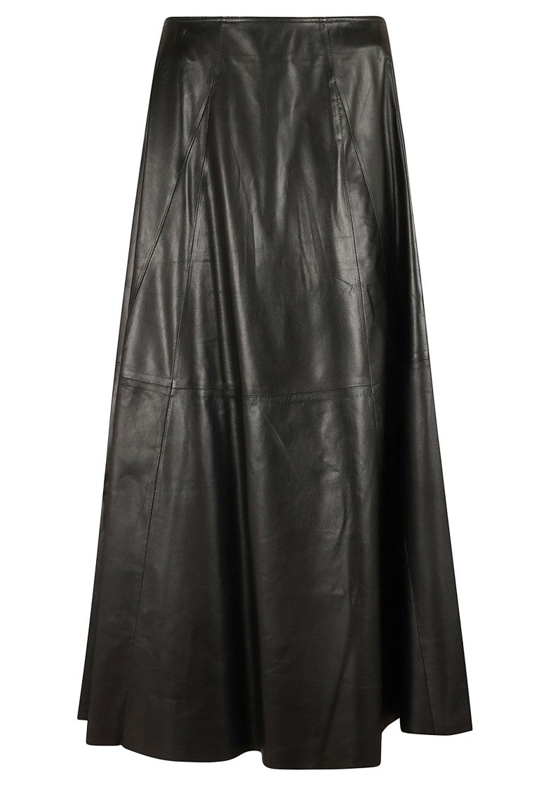 Arma Ankle-Length Plongé Leather Circle Skirt With Concealed Zipper