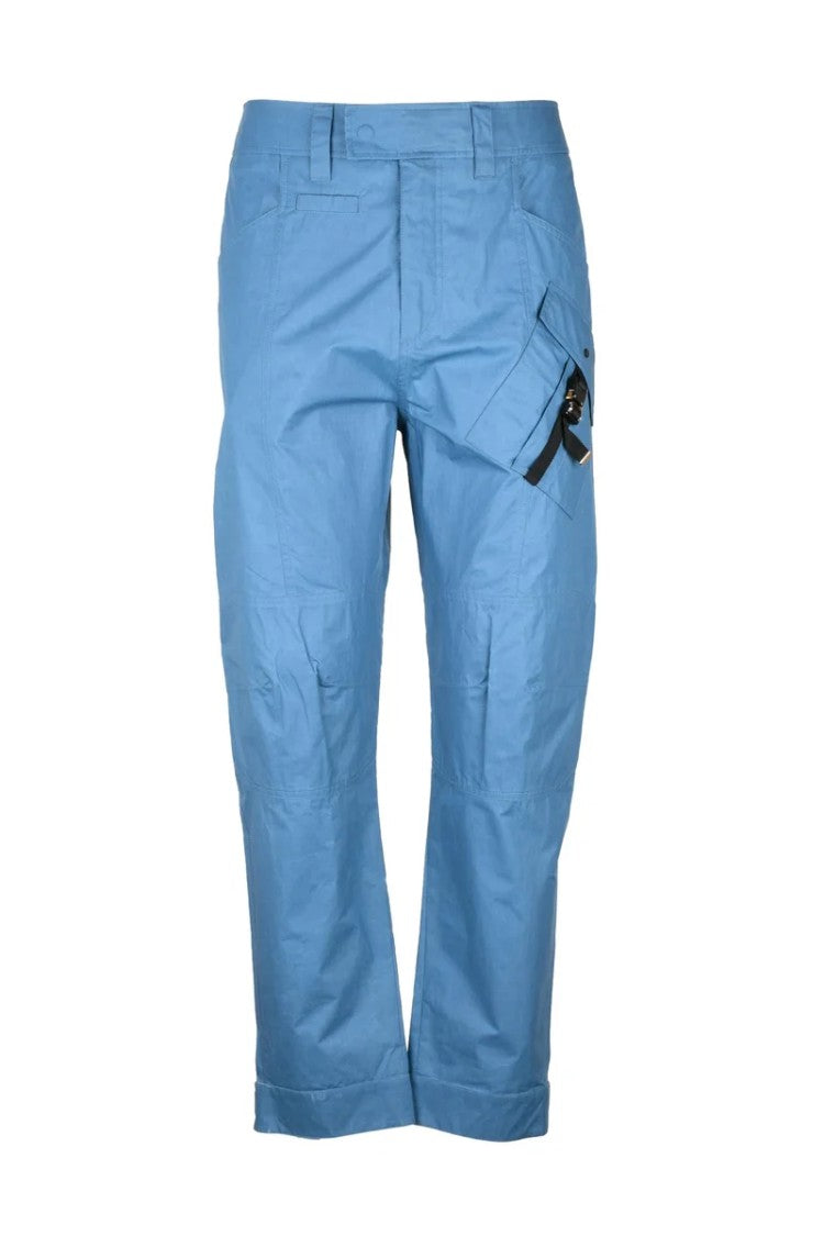 Dior Waxed Effect Cargo Trousers - Light Blue