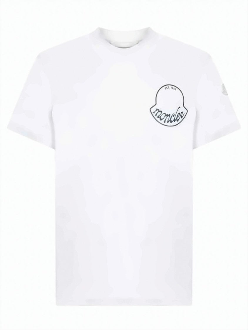 Moncler Short-Sleeved White Cotton T-Shirt With Minimalist Logo
