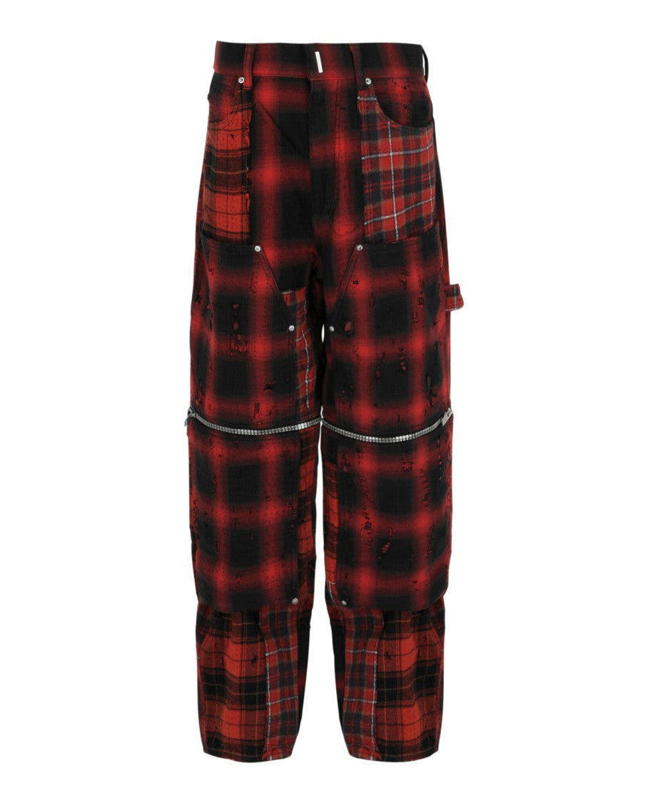 Givenchy Convertible Distressed Plaid Carpenter Pants