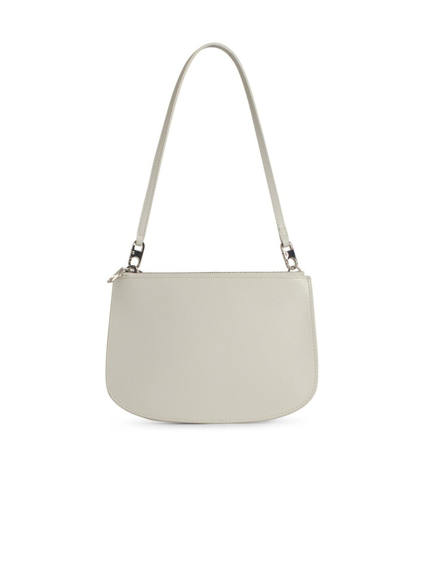 Diesel White Leather Shoulder Bag With Tone-On-Tone Logo Insert