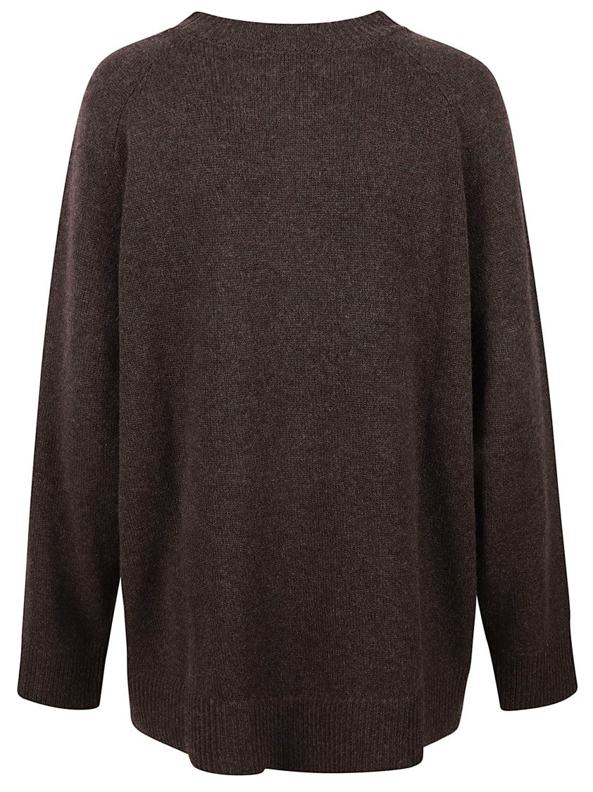 Anaii Relaxed Fit Brown Crew Neck Sweater With Ribbed Cuffs