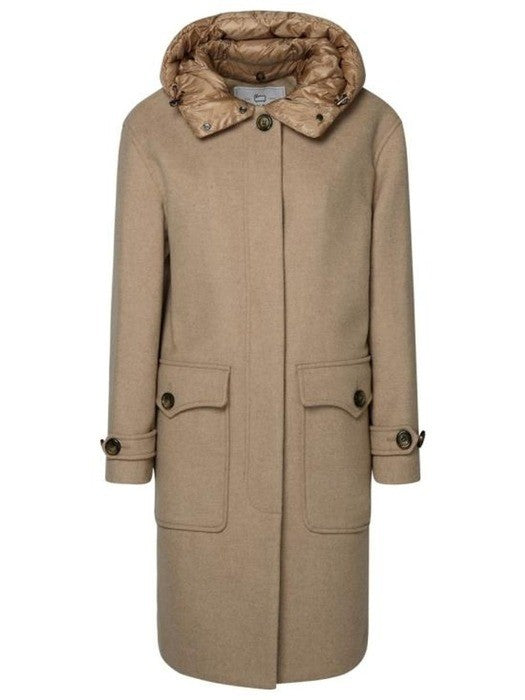Woolrich Brown Short Coat With Quilted Hood