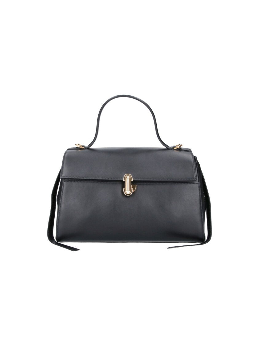 Savette Black Soft Symmetry Detachable-Strap Leather Handbag