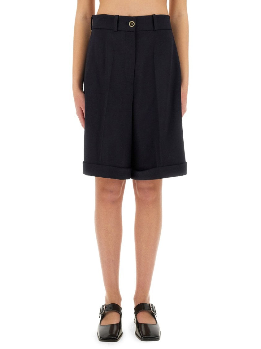 Patou Tailored Black Wool Bermuda Shorts