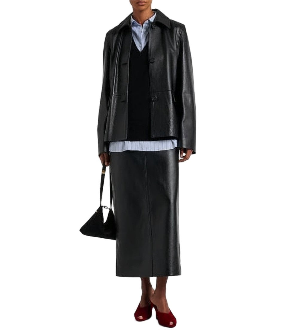 Totême Sleek Calf Leather Jacket With Flap Pockets