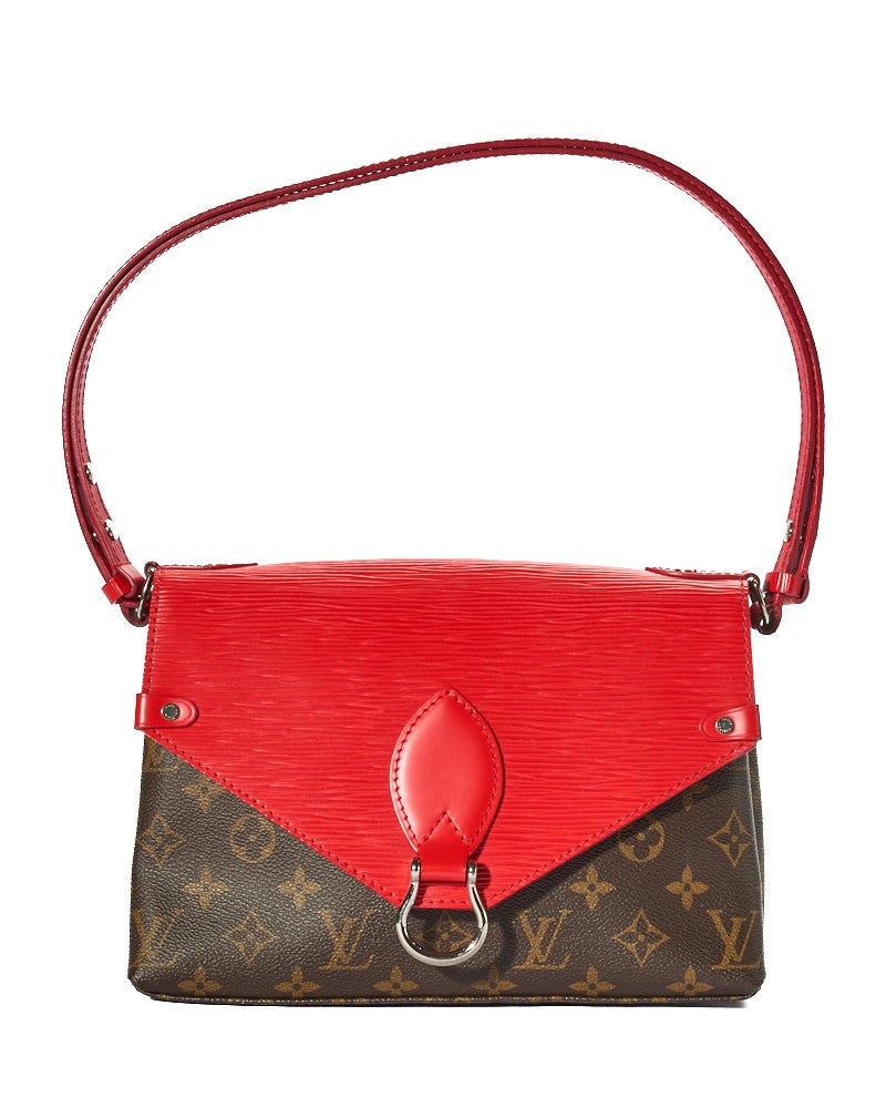 Louis Vuitton Saint Michel Mm Epi Rosso Monogram
