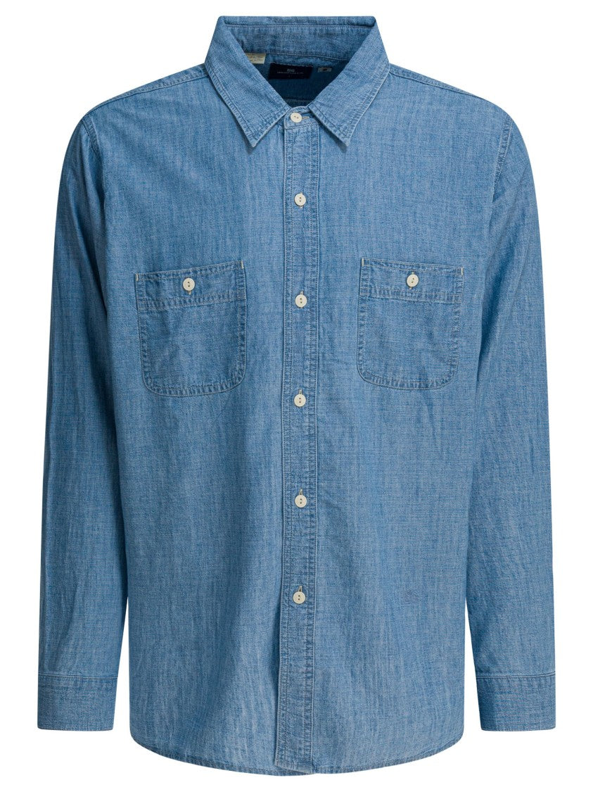 Levi's Structured Blue Denim Shirt With French Collar