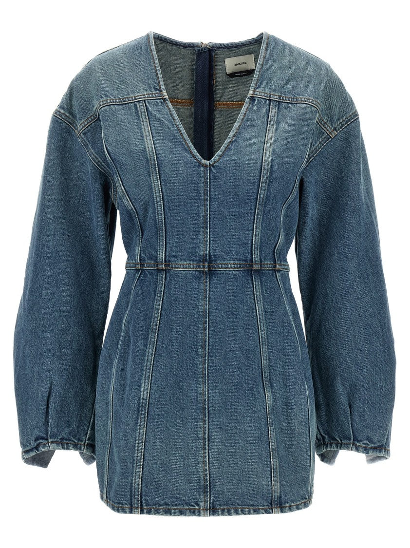 Haikure Blue Cotton Denim Mini Dress