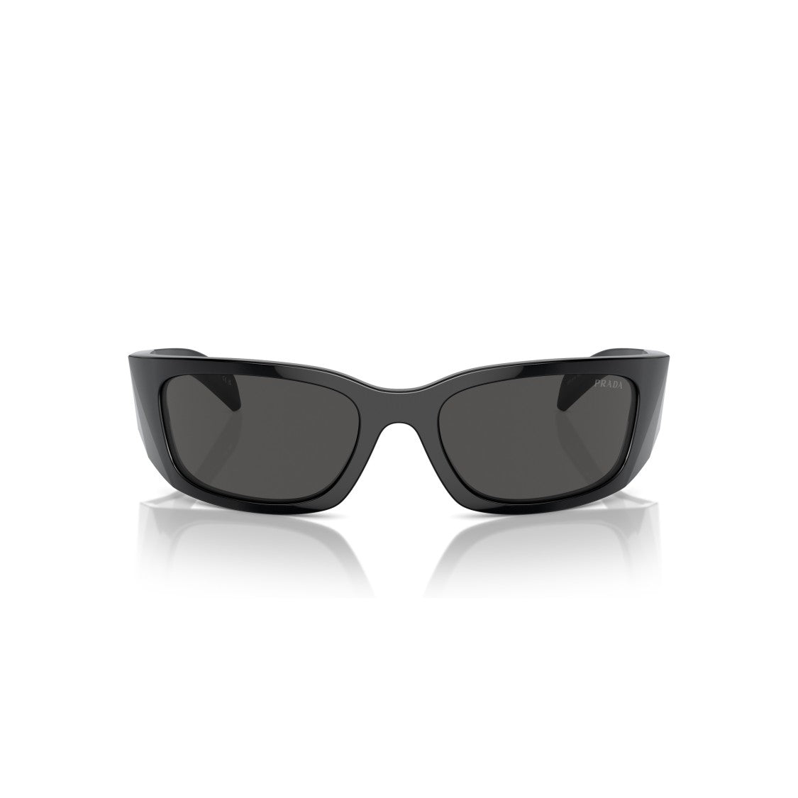 Prada Black 0Pr A19s Rectangular Faceted Sunglasses