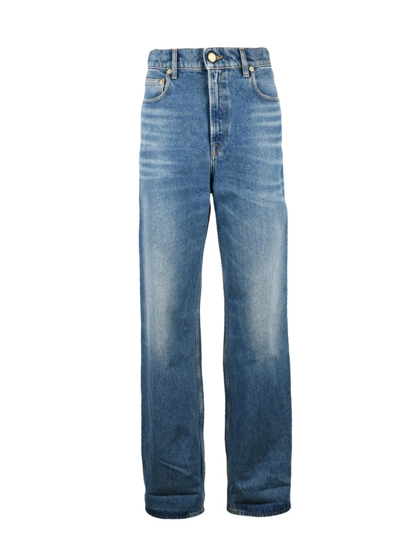 Golden Goose Kim Long Leg Blue Denim Jeans With Structured Fit