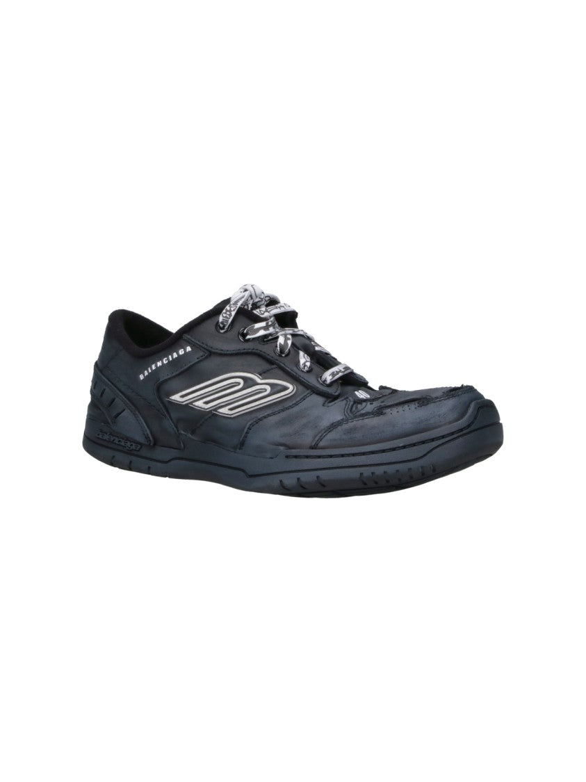 Balenciaga Black Hamptons Calfskin Leather Low-Top Sneakers