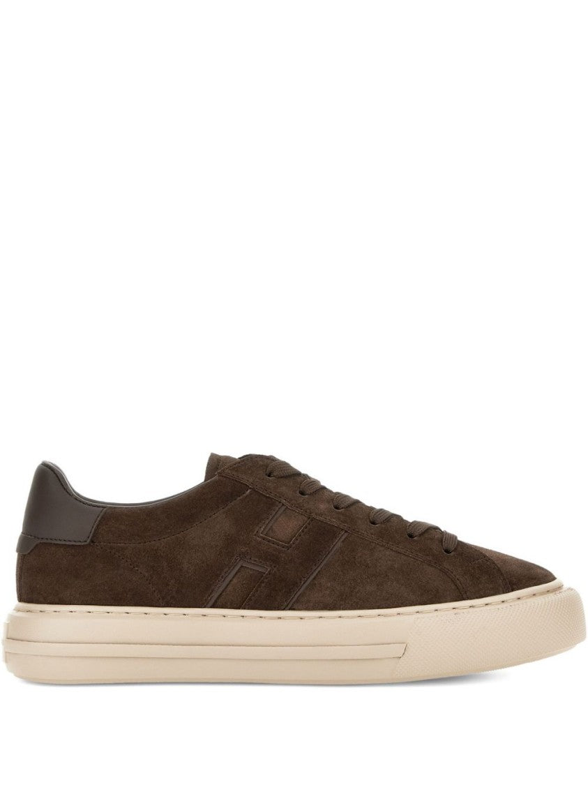 Hogan Brown Suede Sneakers With Contrast Sole