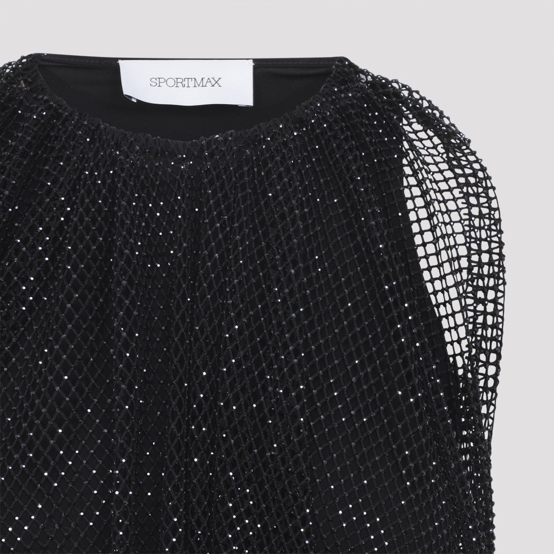 Sportmax Sleeveless Black Mesh Overlay Top