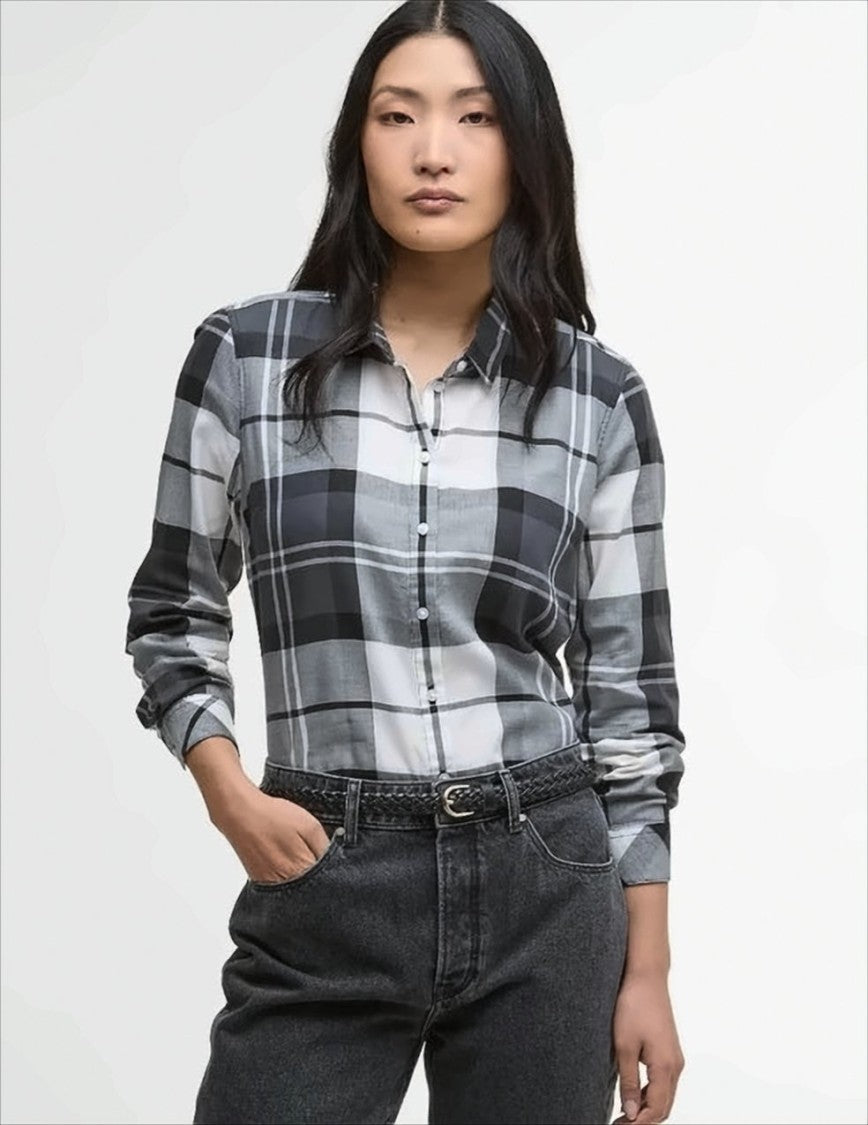 Barbour Monochrome Tartan Print Long Sleeve Barbour Shirt
