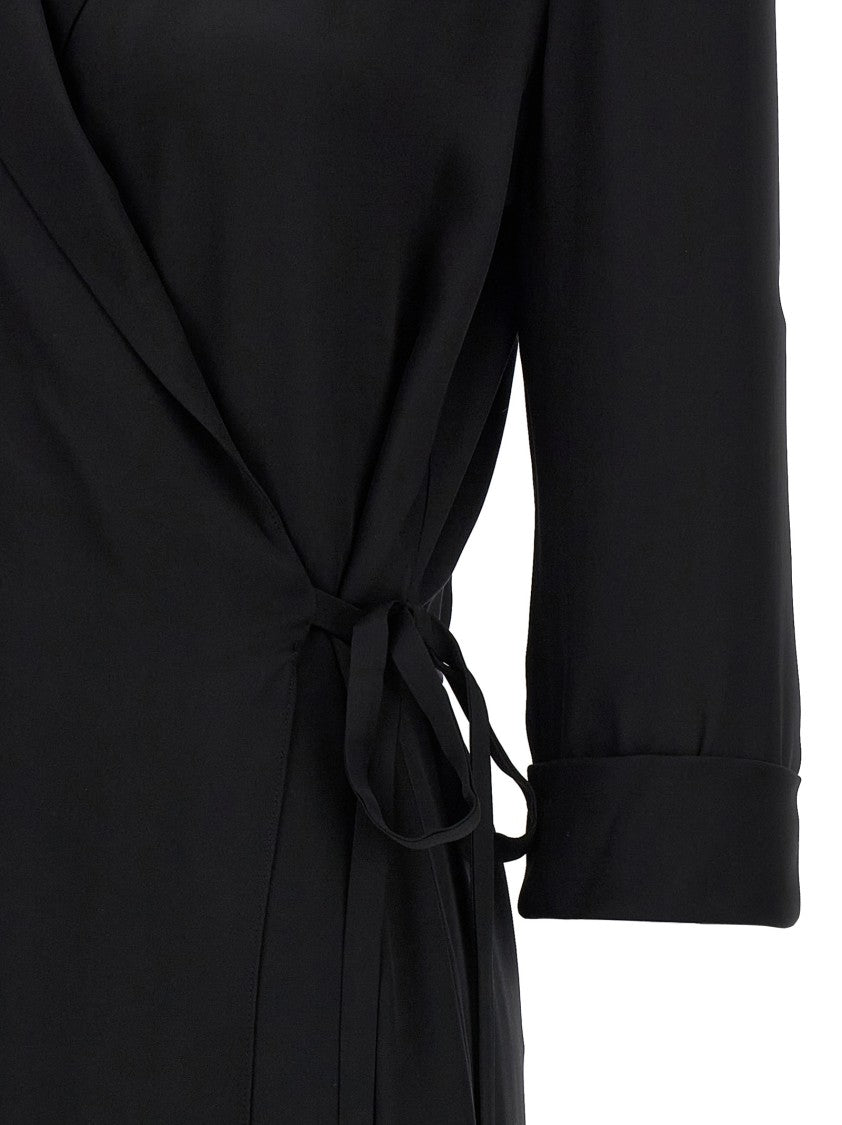 Theory Black Silk Shirt Dress With Wrap Closure