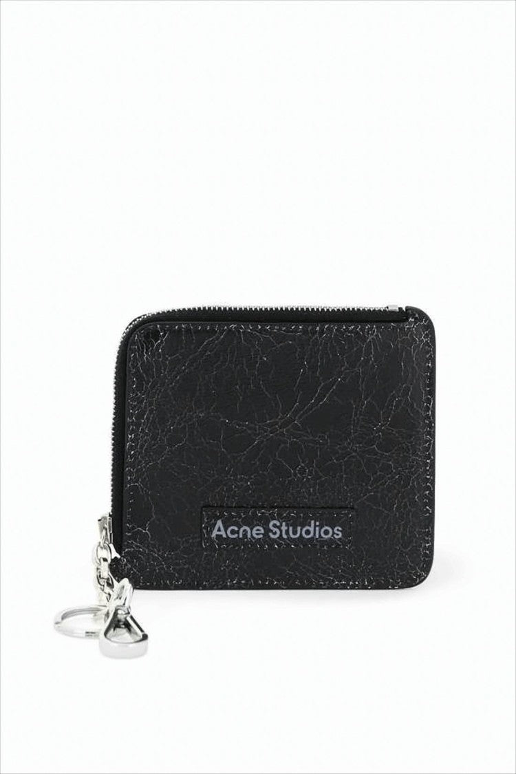 Acne Studios Compact Textured Cowhide Leather Wallet With Zip-Around Closure