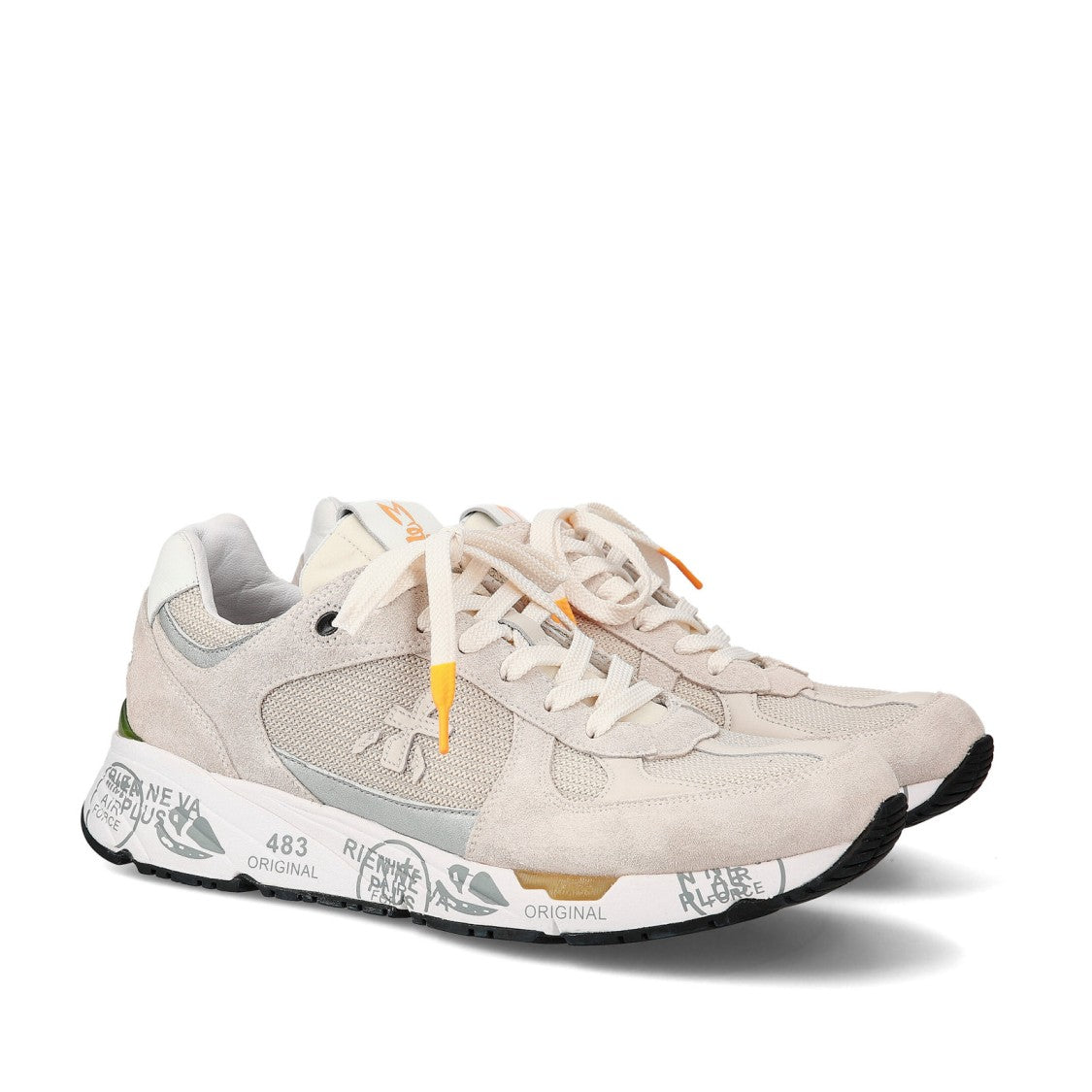 Premiata Mase Sneakers In Light Beige Suede And Technical Fabric